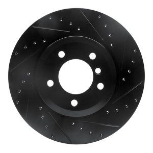 BMW 330I Brake Rotor (1) - Front Right - R1 Concepts - Drilled & Slotted - Black - `01-`08